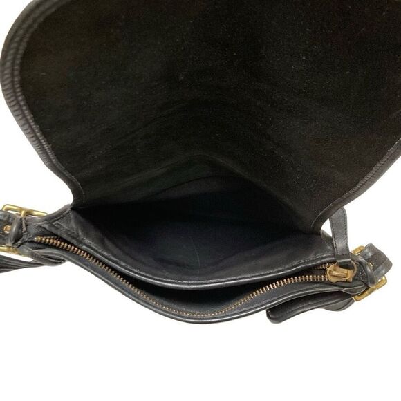 Vintage Coach Patricia Saddle Flap Bag Black Leather Crossbody Messenger 9951 - Picture 6 of 12